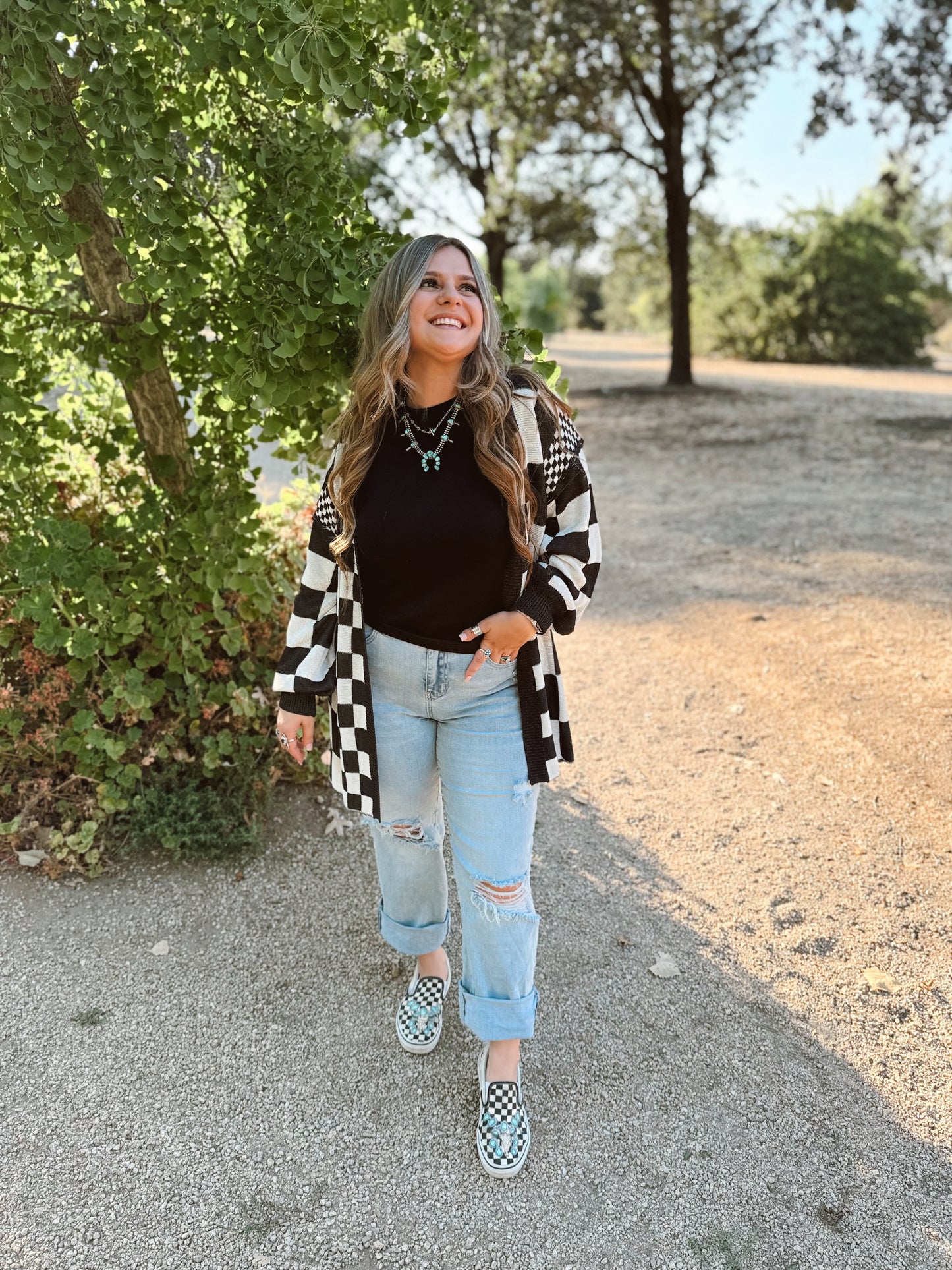 Chasin' You Checkered Cardigan