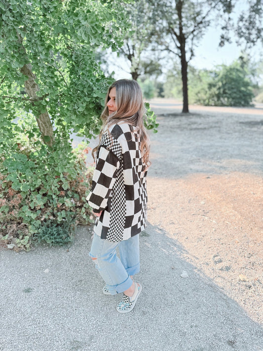 Chasin' You Checkered Cardigan