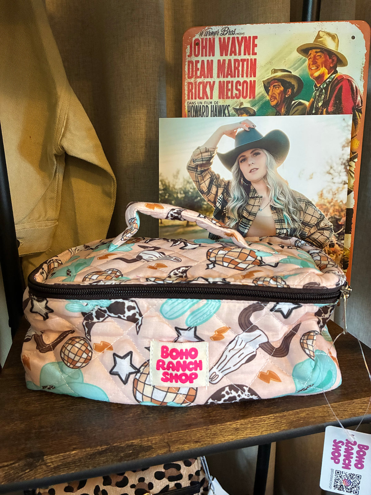 Desert Disco Quilted Western Makeup Bag | Cowgirl Cosmetic Bag Fabric