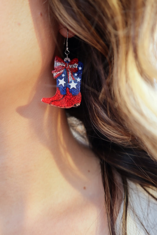 Cowboy Up America Cowboy Boot Earrings