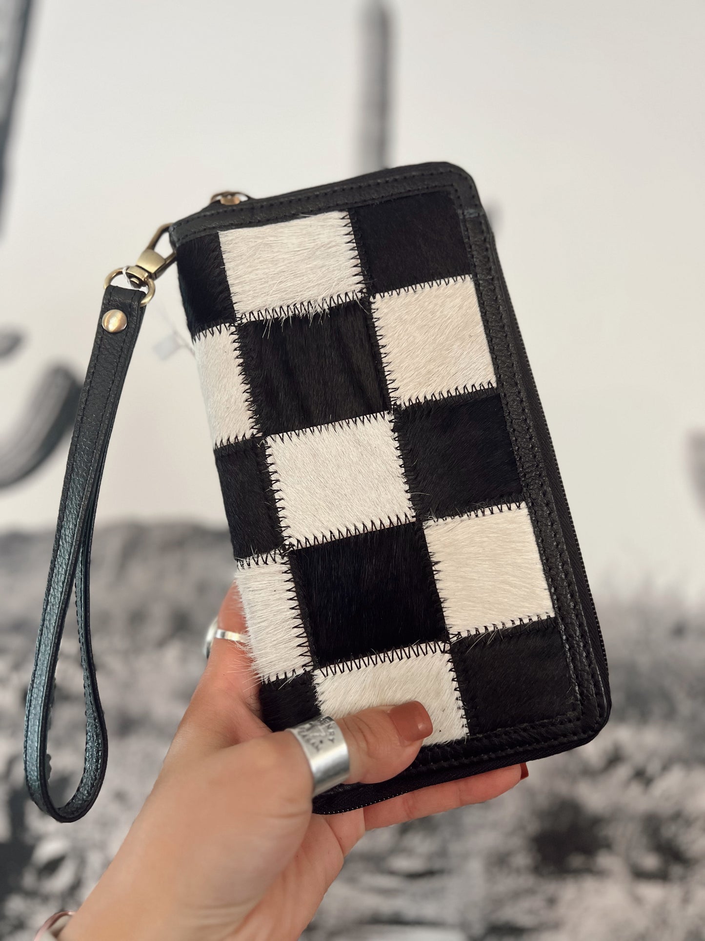 Checkered Cowhide Wallet *Black