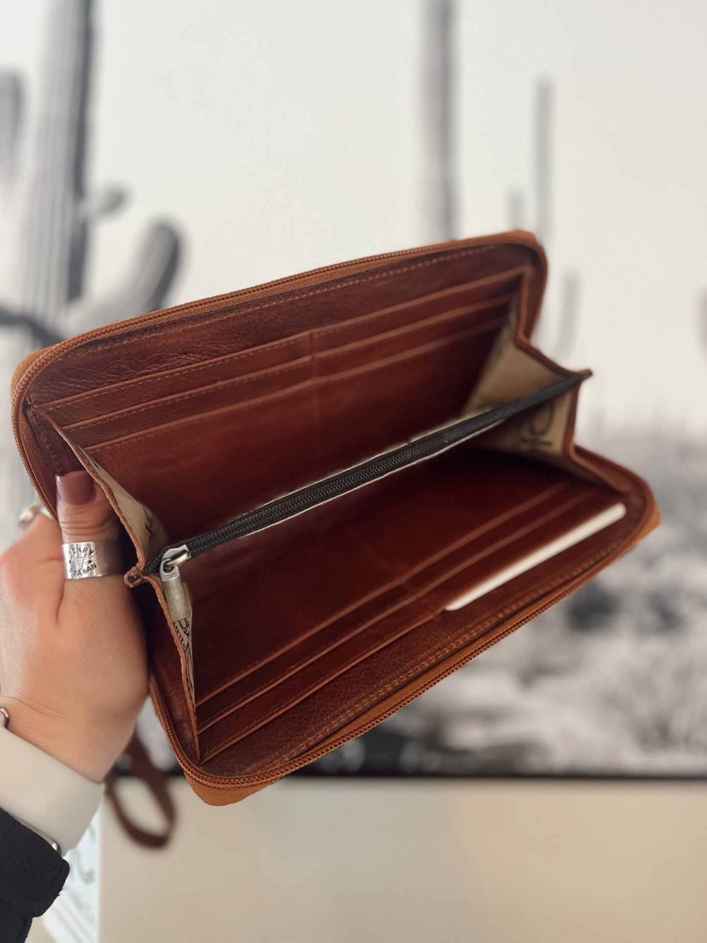 Checkered Cowhide Wallet *Brown