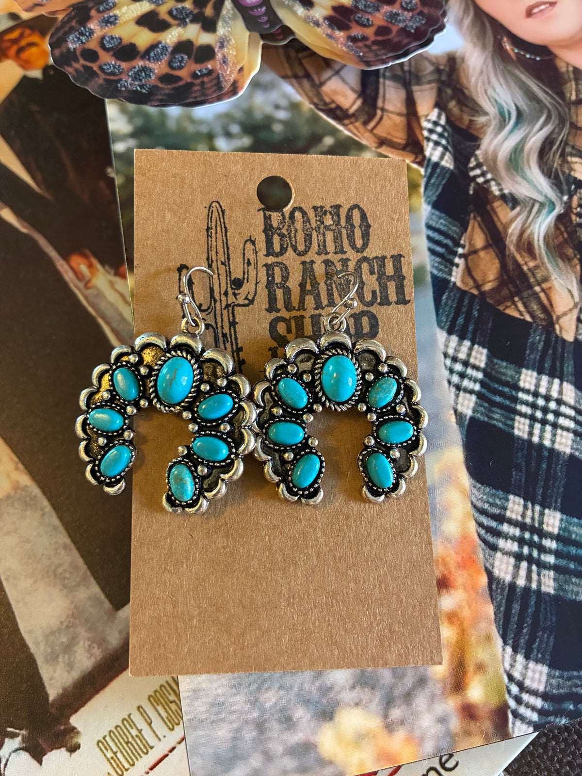 Squash Blossom Earrings Turquoise