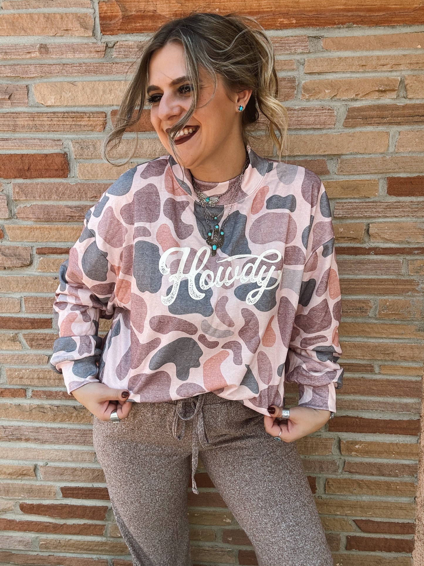 Camo Howdy Baggy Mock Neck Sweatshirt