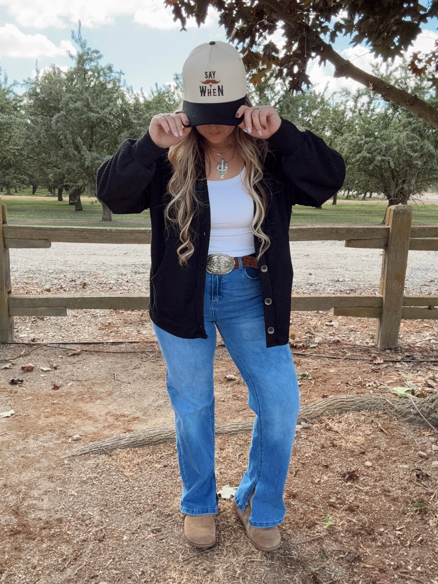 High Rise Shift Slit Leg Jeans