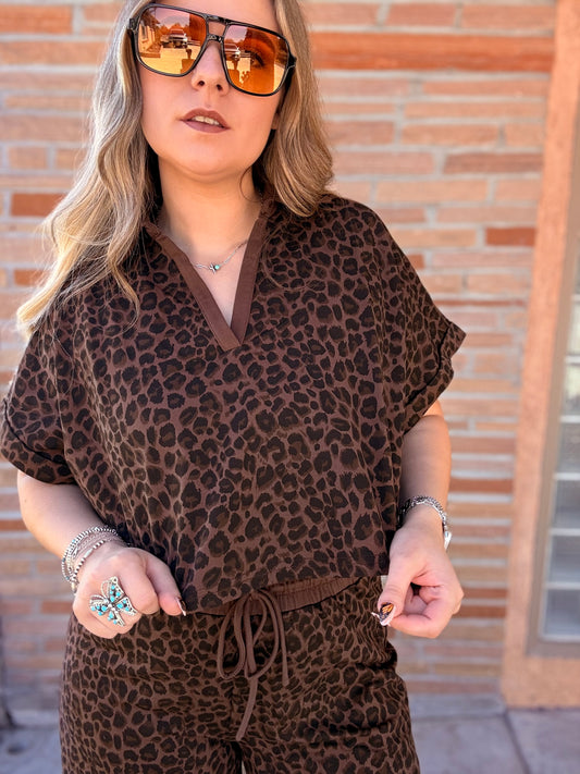 Leopard print top and pant set