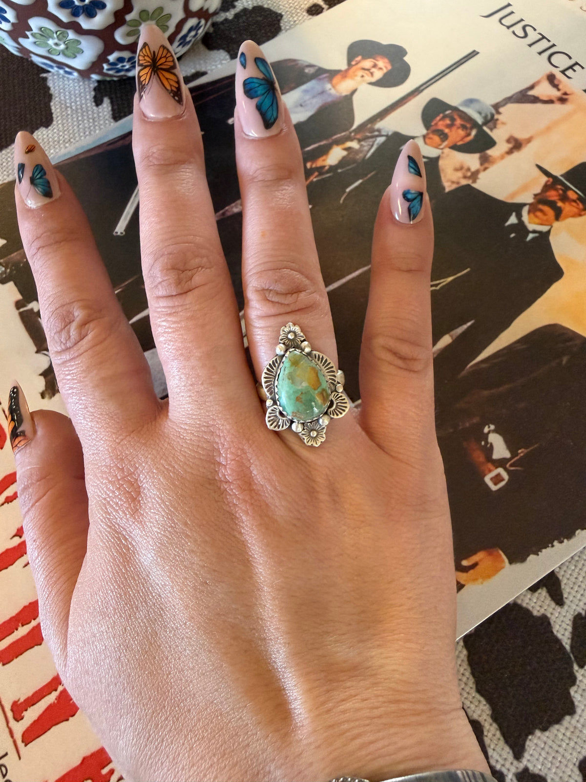 925 sterling silver Mojave turquoise ring