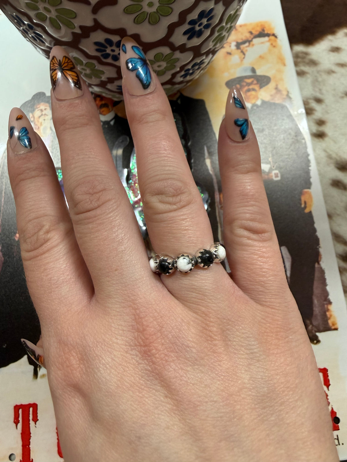 925 sterling silver white buffalo infinity wrap ring