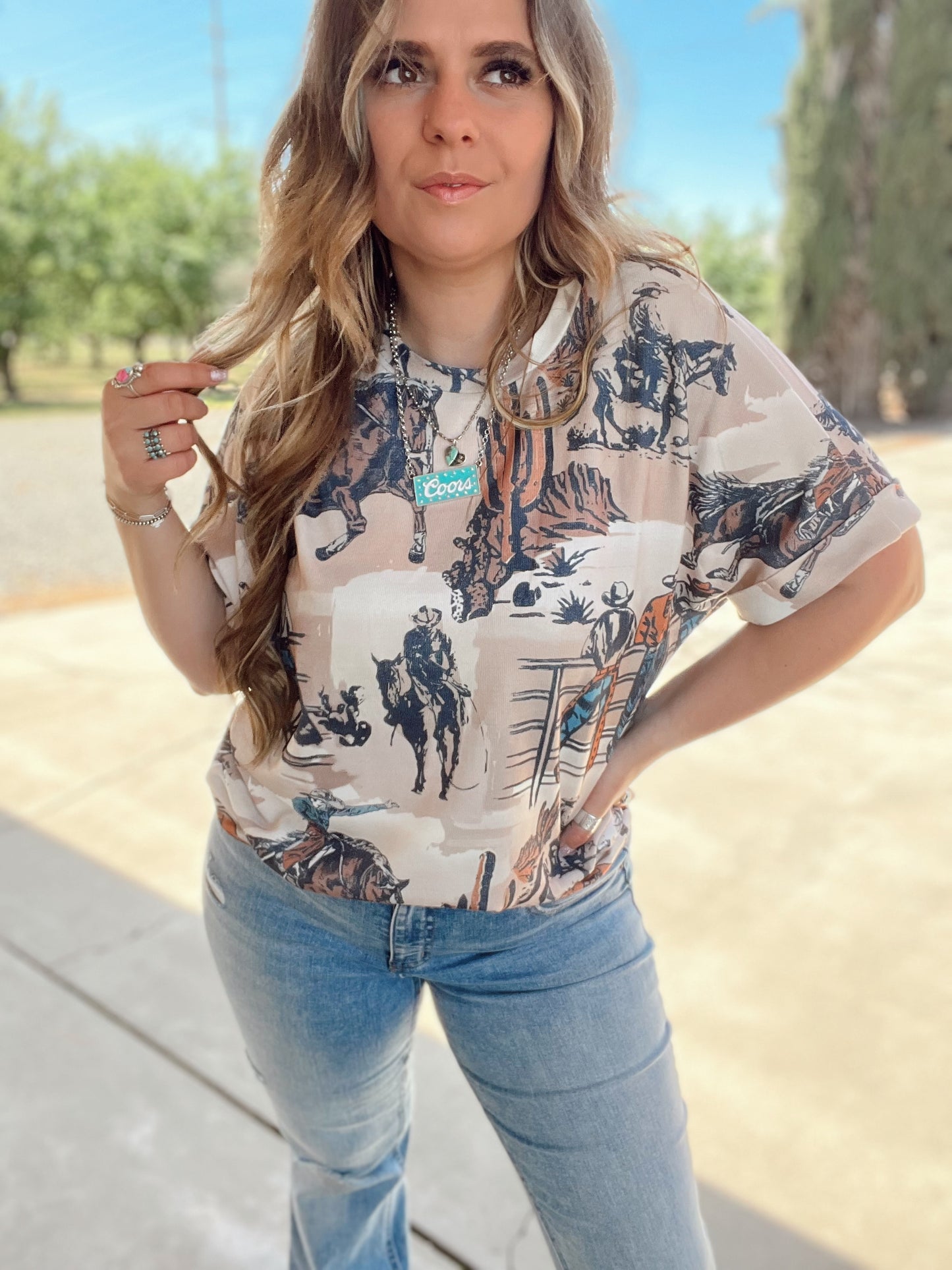 Western Cowboy Print Tee