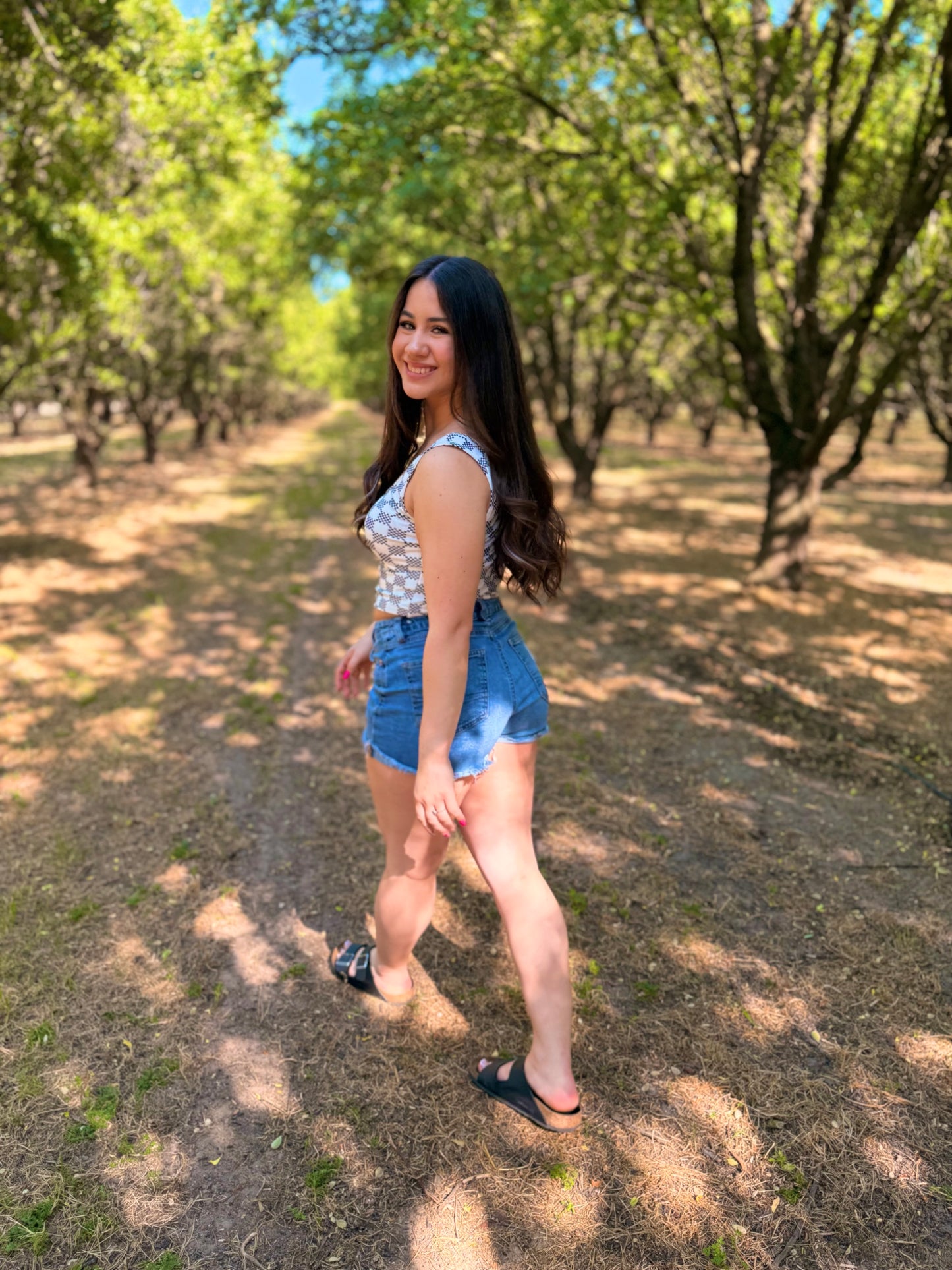 Checkered Print Crop Tank Top