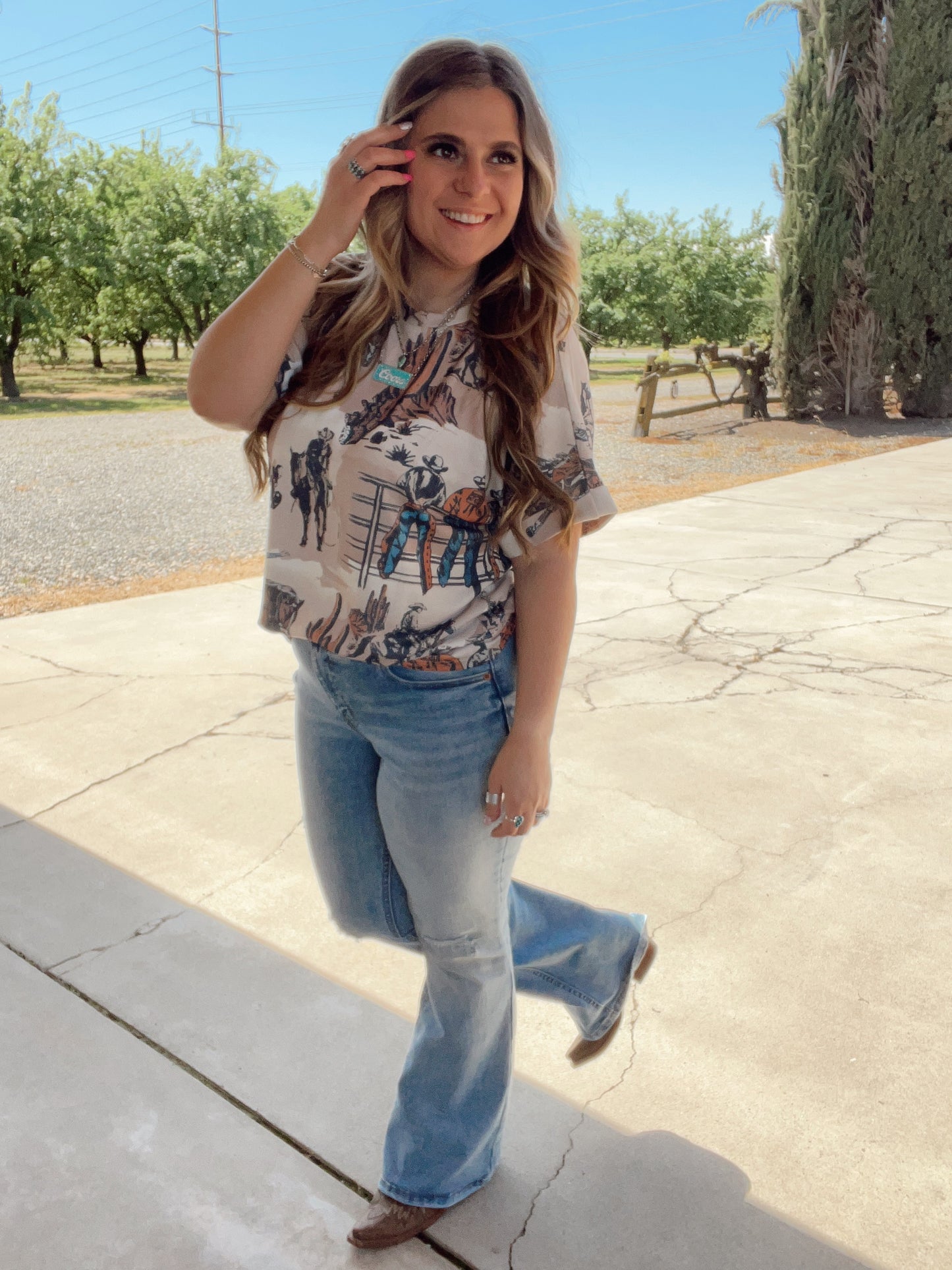 Western Cowboy Print Tee