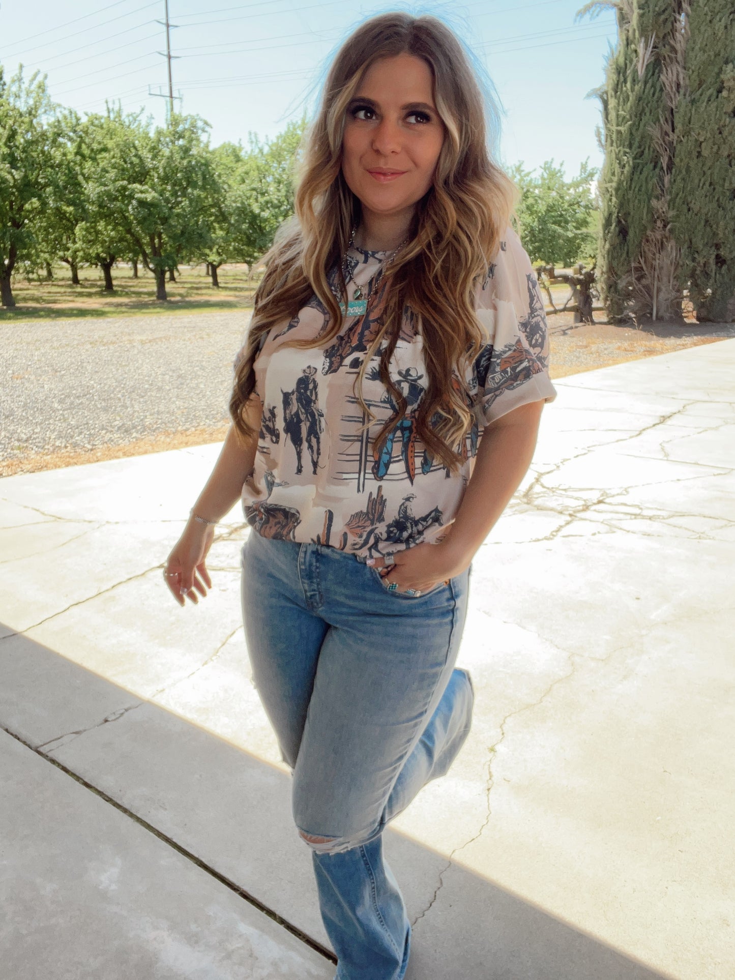 Western Cowboy Print Tee
