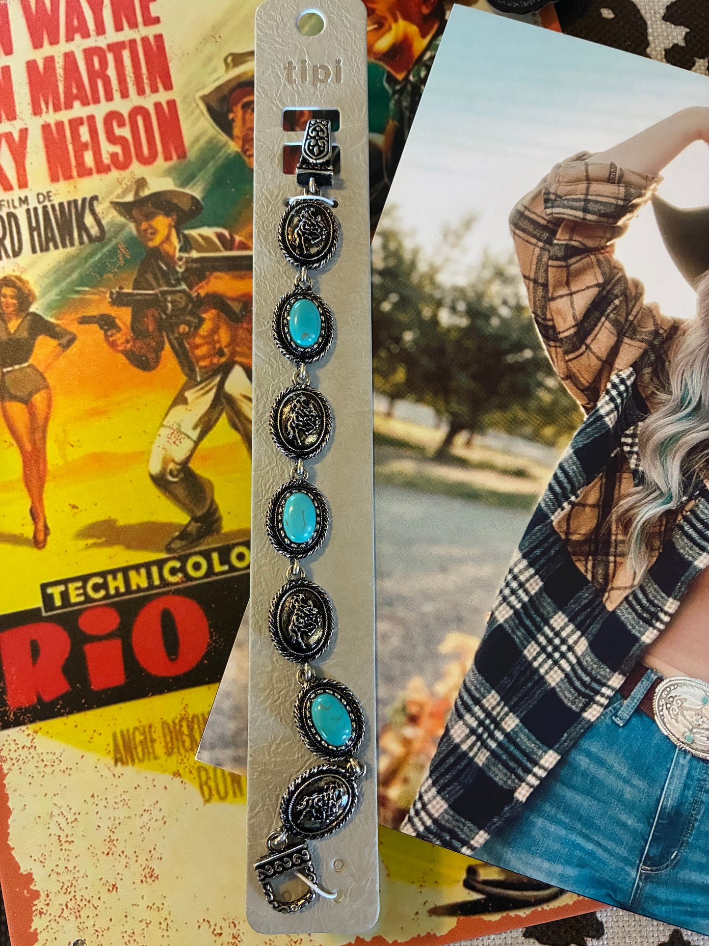 Horse Western Turquoise Magnetic Bracelet