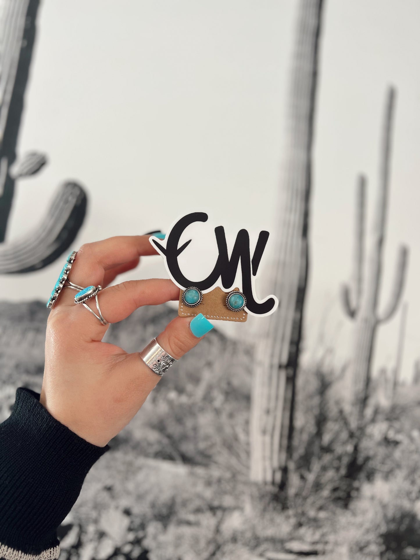 Turquoise Stone Stud Earrings