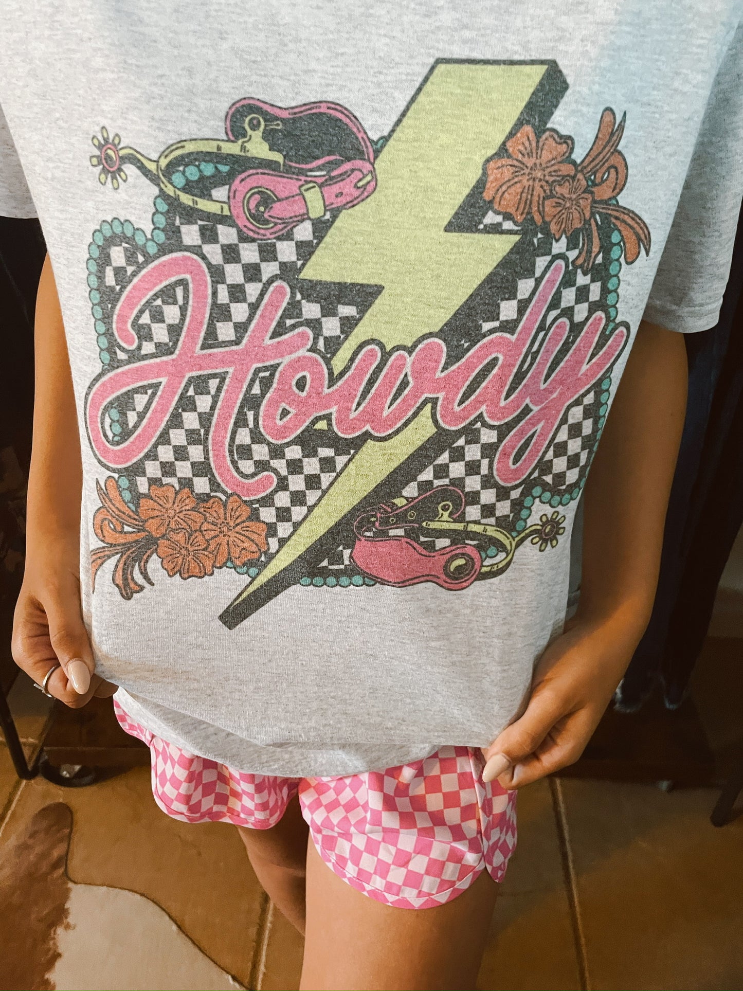 Checkered Howdy Bolt Tee