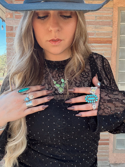 Sheer Lace Gem-Embellished Top