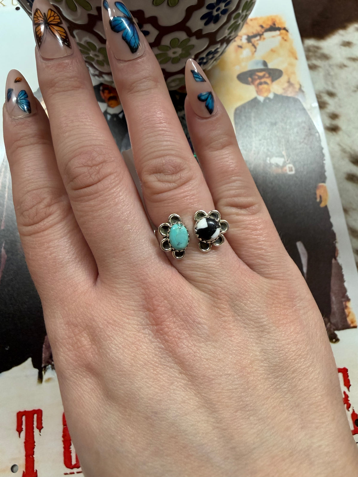 925 sterling silver white buffalo turquoise mohave turquoise ring