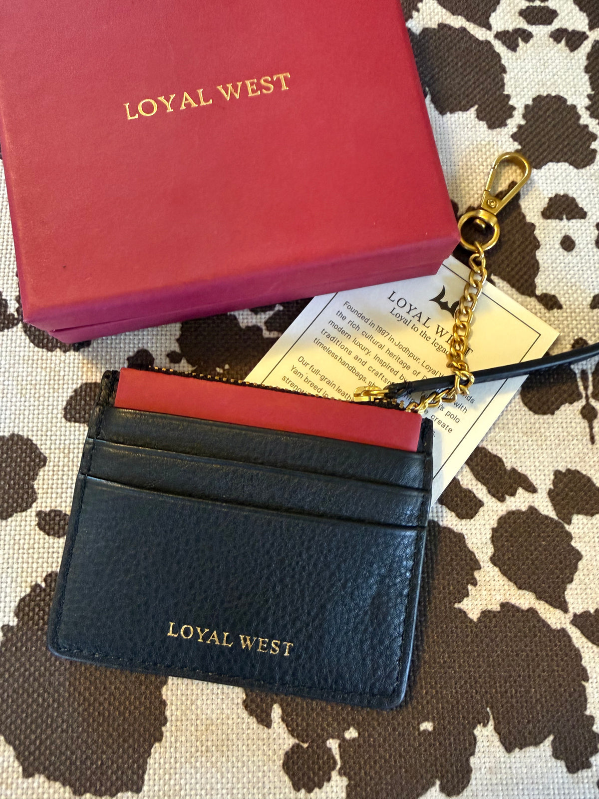 Loyal West Sophia Credit Card Holder in Black & White Cowhide