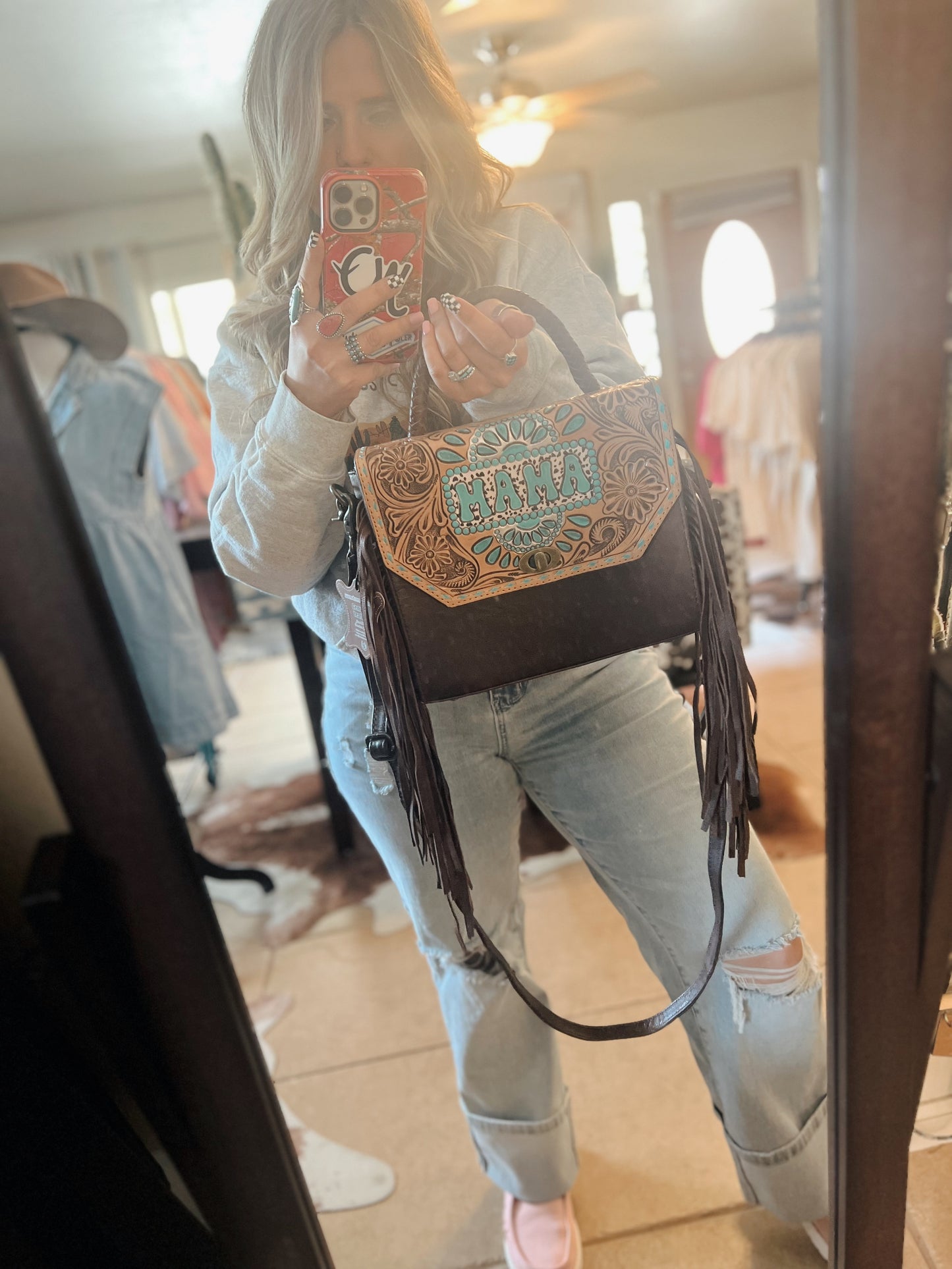Mama Tooled Cross Body Purse