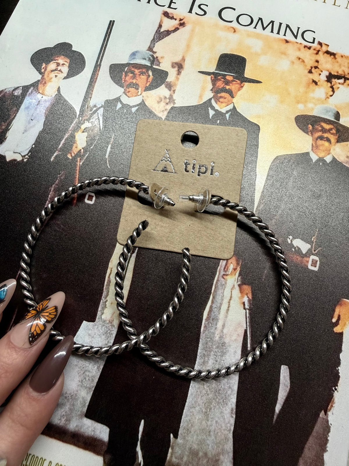 Western Twisted Large Hoop Earrings