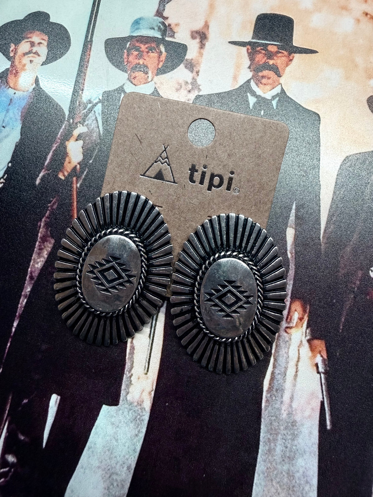 Western Concho Design Post Earrings