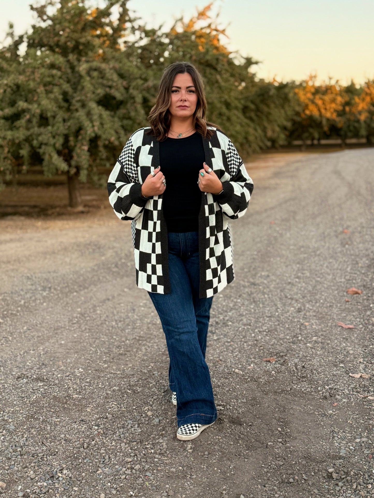 Chasin' You Checkered Cardigan