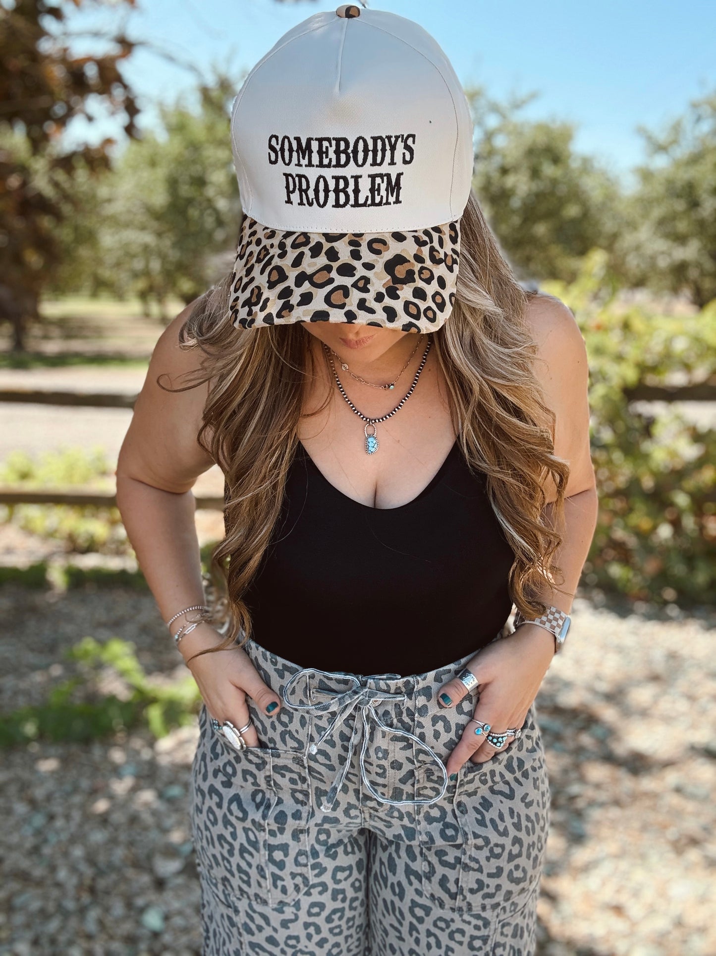 Somebody's Problem Leopard Ball Cap