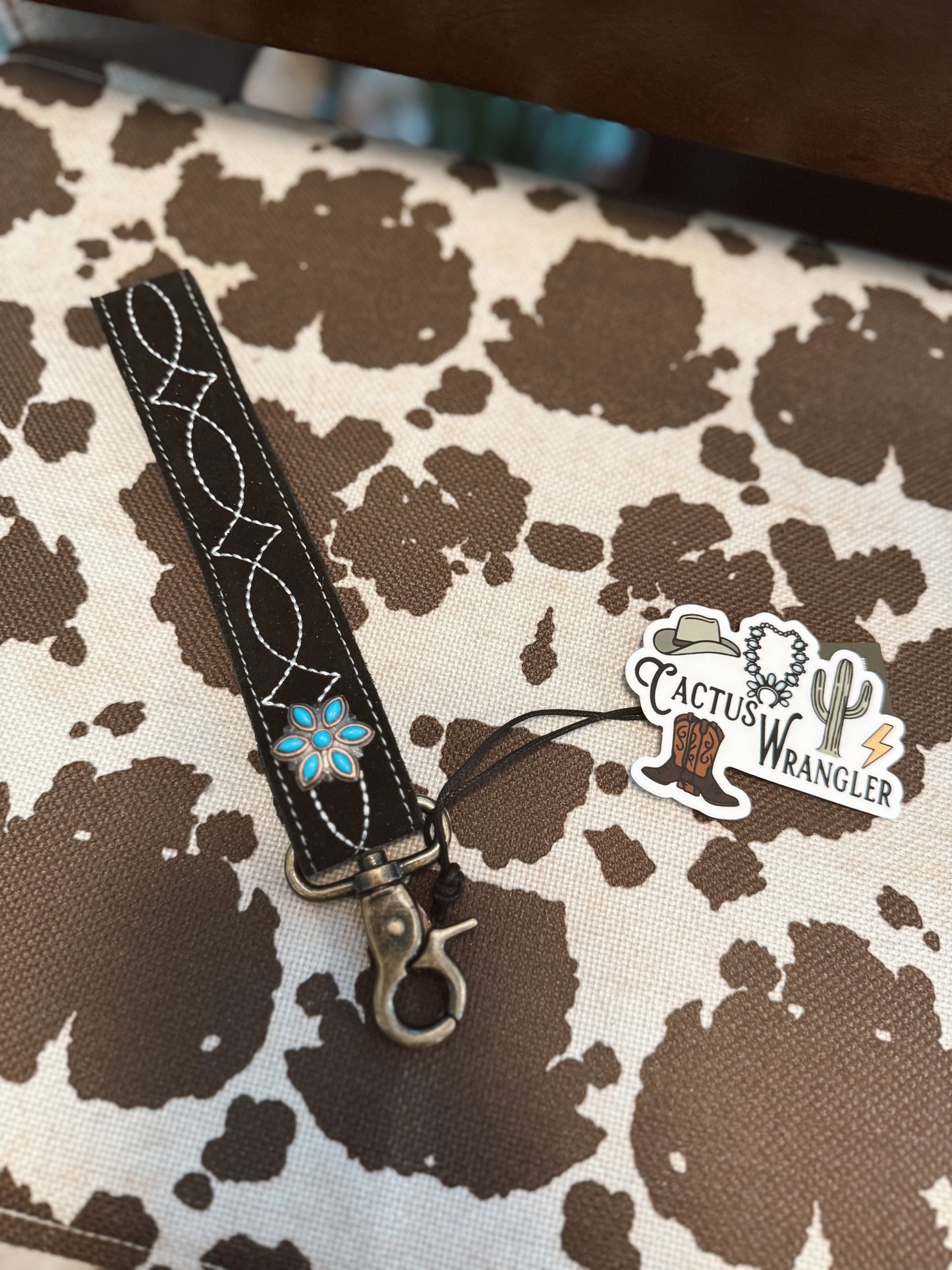 Black Rodeo Rose Key Fob