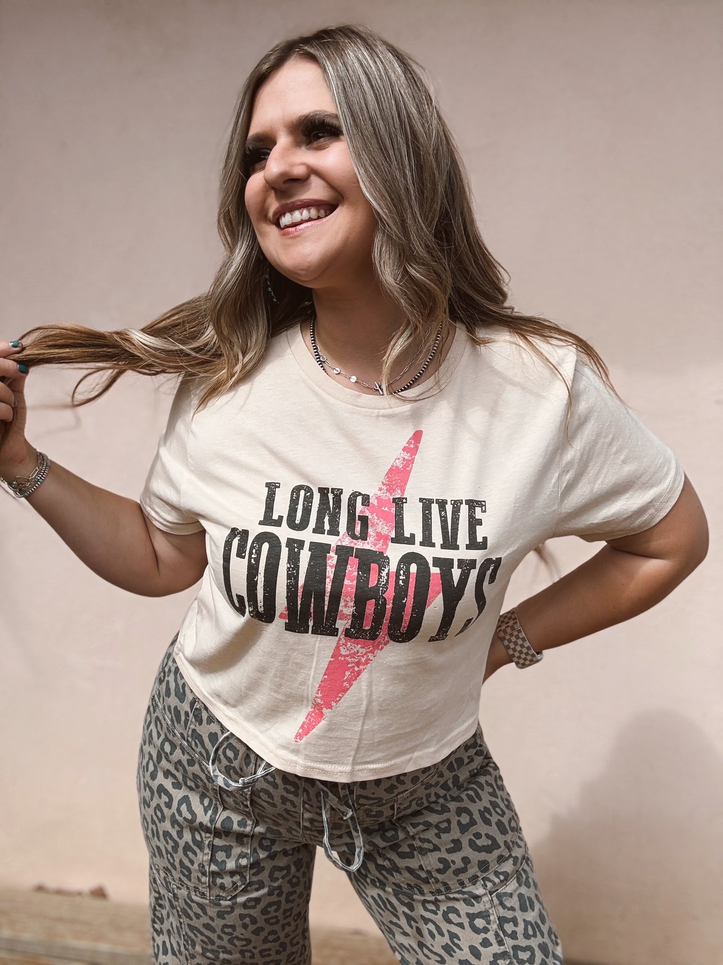 Long Live Cowboys Dust Colored Crop Top