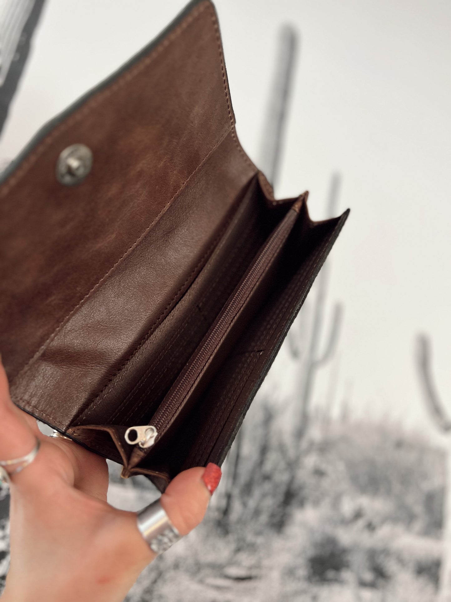 Flowers Cowhide Tooled Wallet