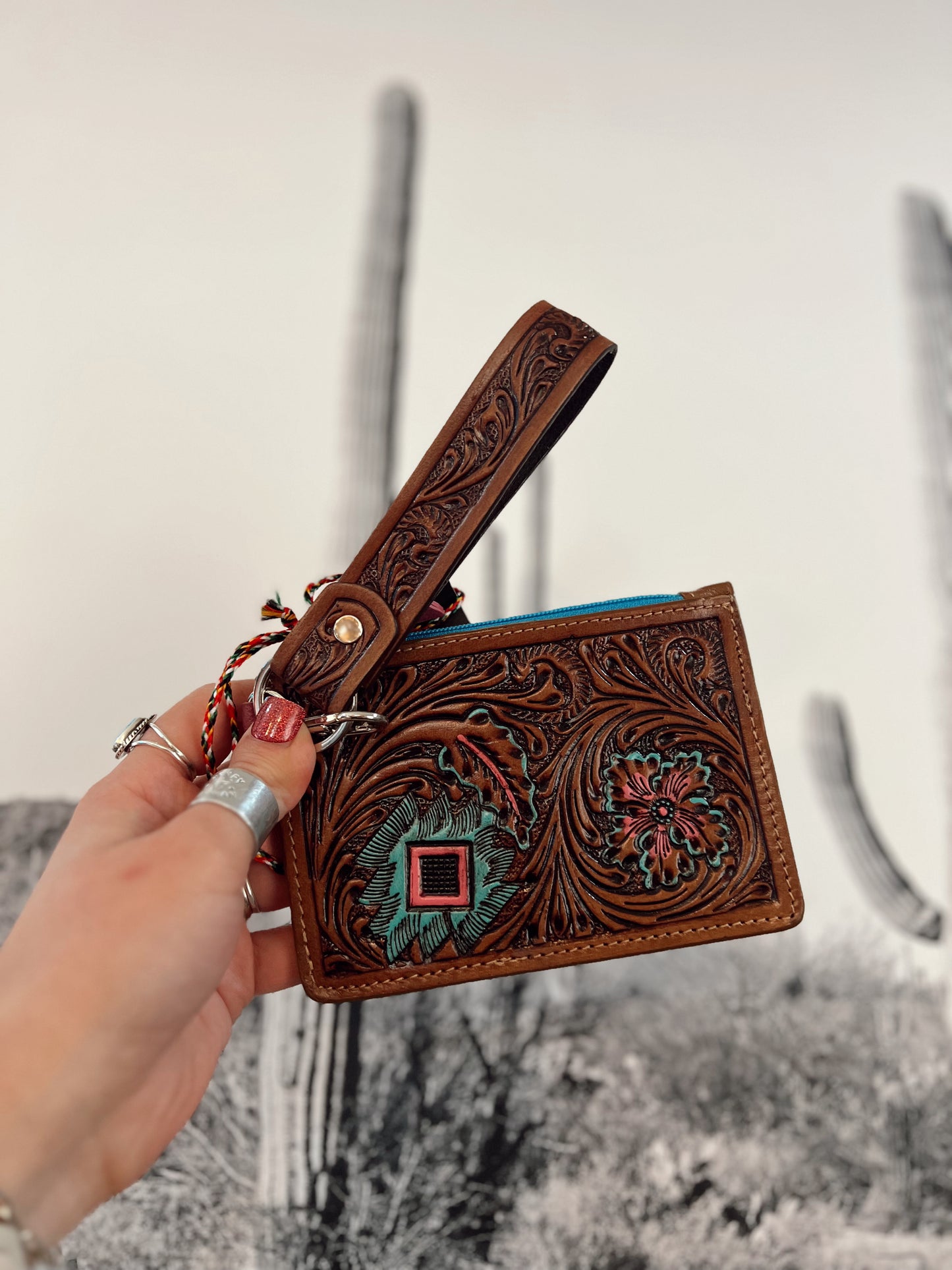Pride of the Prickly Pears Card Holder (Brown & Blue)