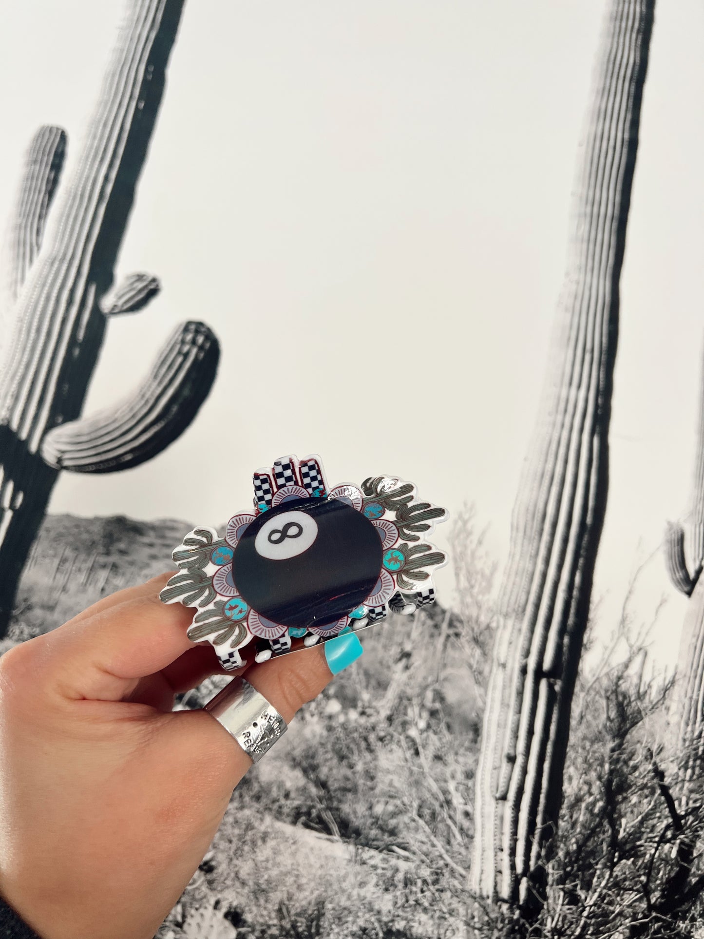 Cactus Eight Ball Claw Clip