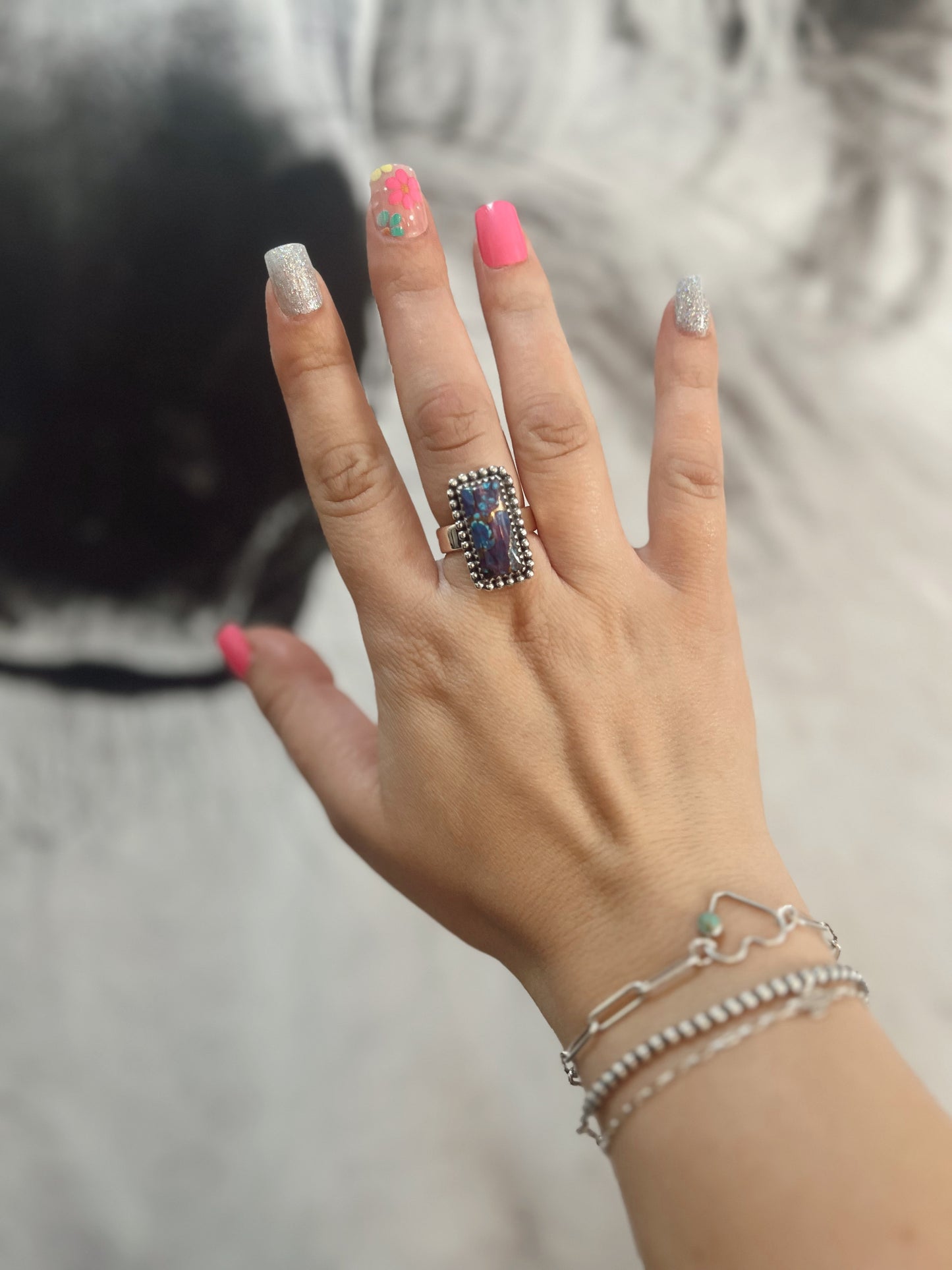 Stone Bar Ring (Sterling Silver)