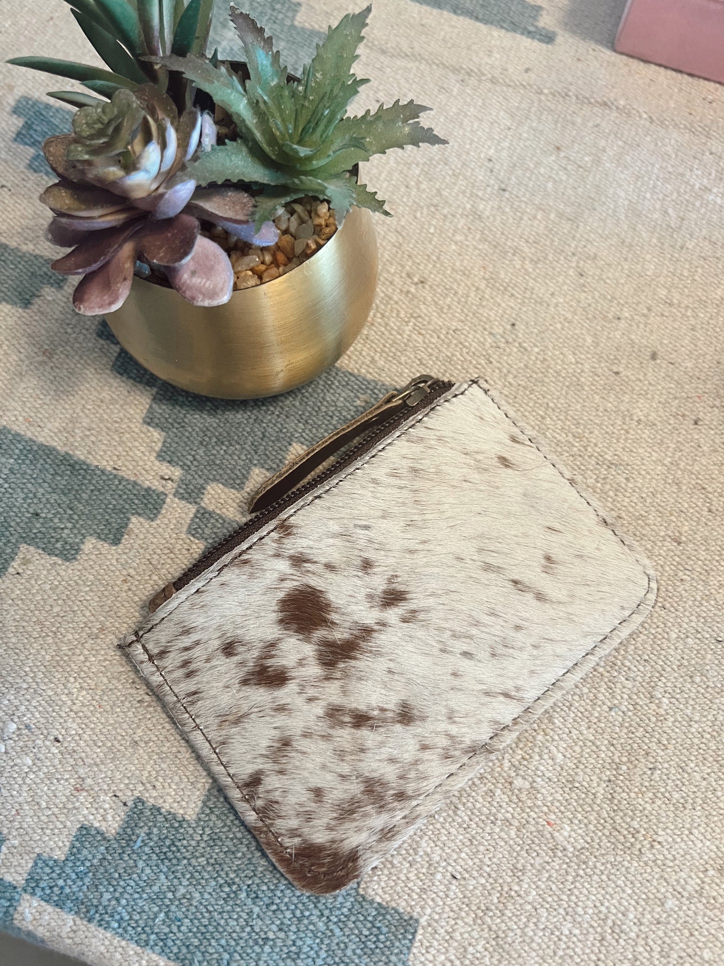 FLOWERS AND BOOT COWHIDE Credit Card Wallet