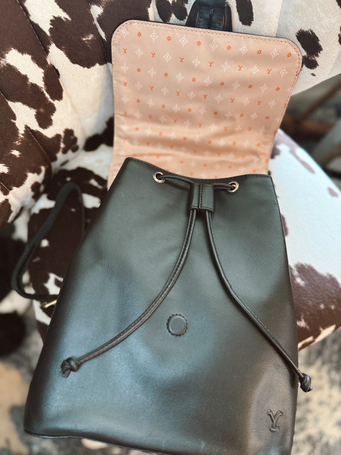 Yellowstone Longhorn Ash Studded Leather Backpack