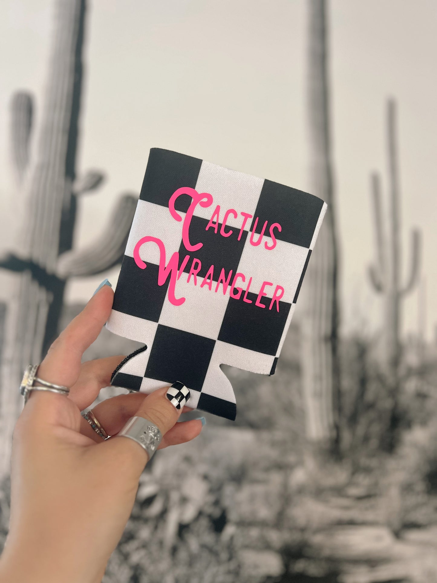 CW Logo Checkered Can Cooler