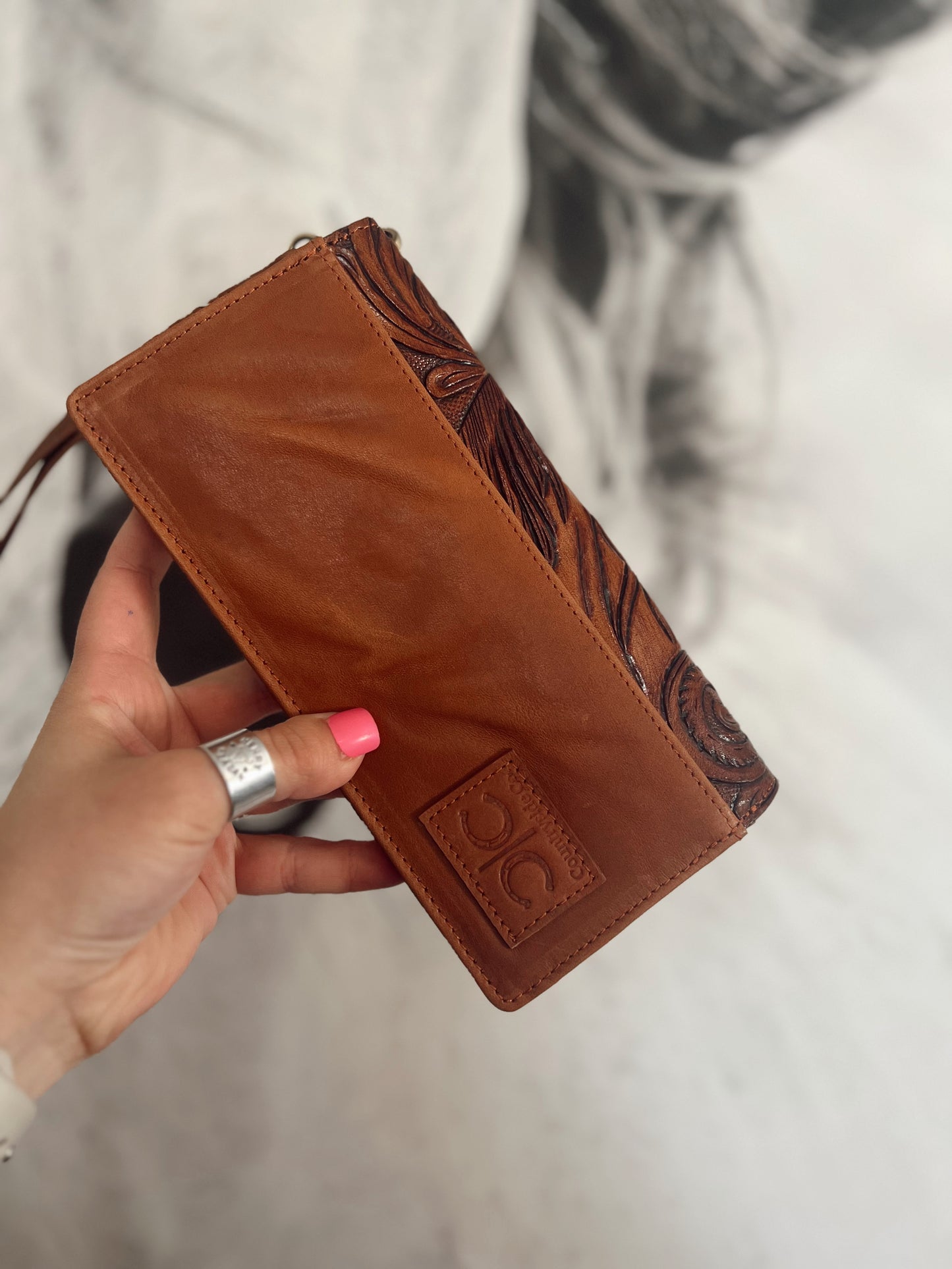 Tooled Leather Horse Wallet