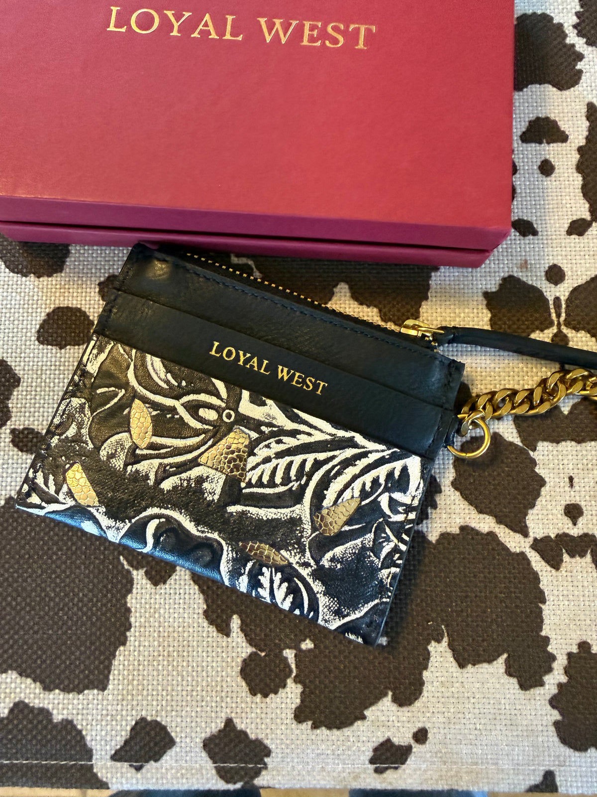 Loyal West Shell Credit Card Holder Black Floral