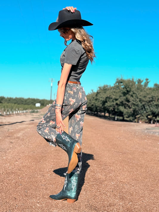 Bowie Teal Metallic Boots