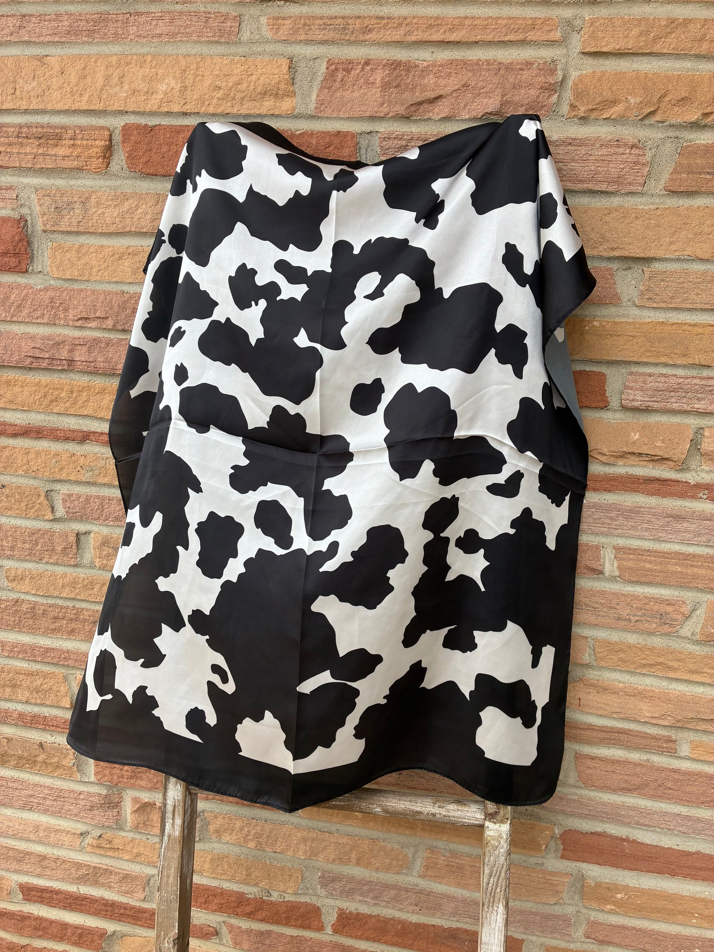 Black Cow Print Square Bandana Scarf