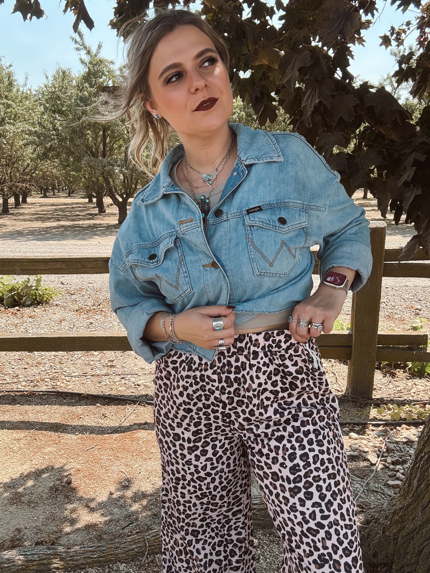 Leopard Print Side Striped Pants