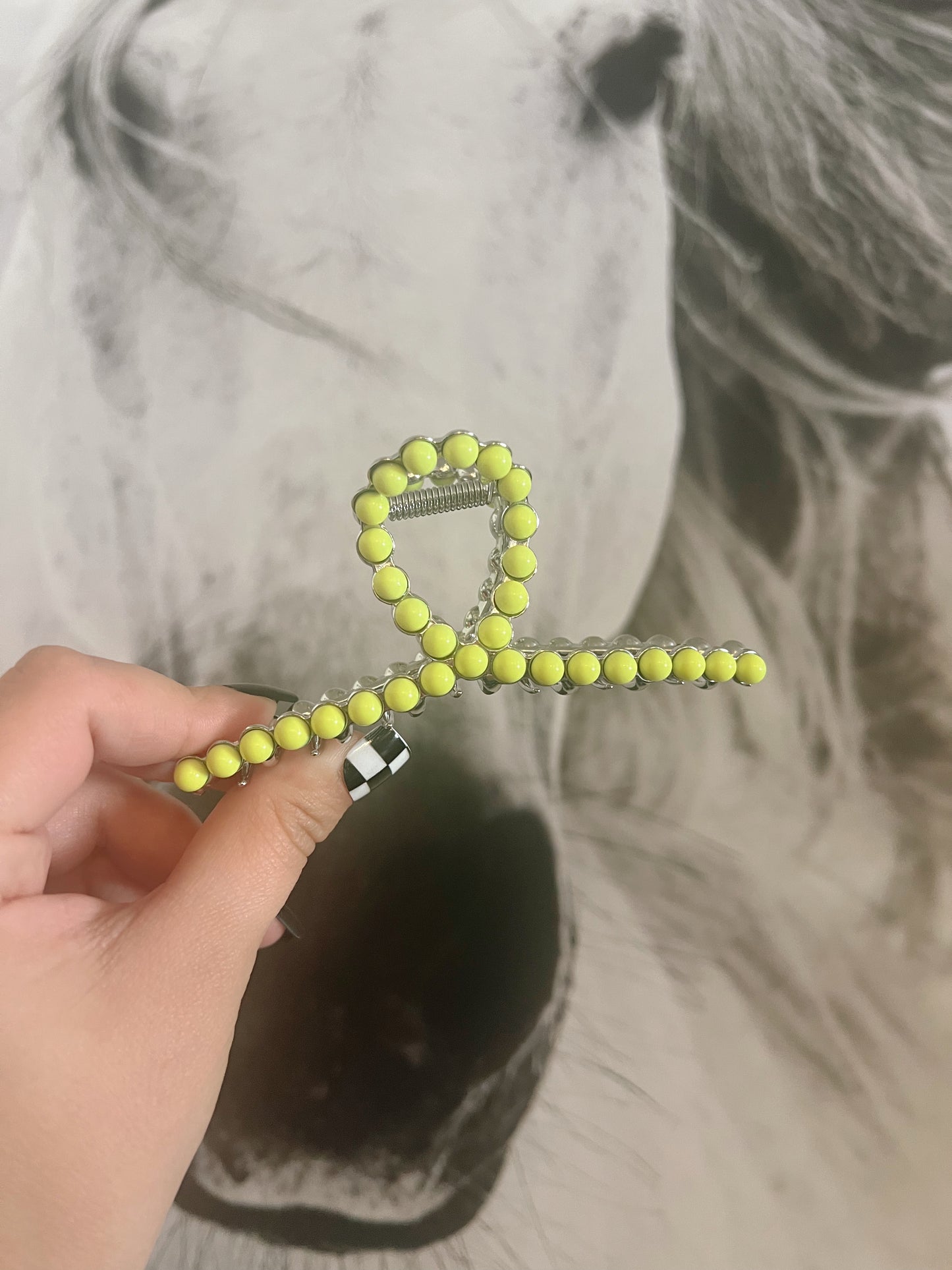 Neon Yellow Stone Claw Clip