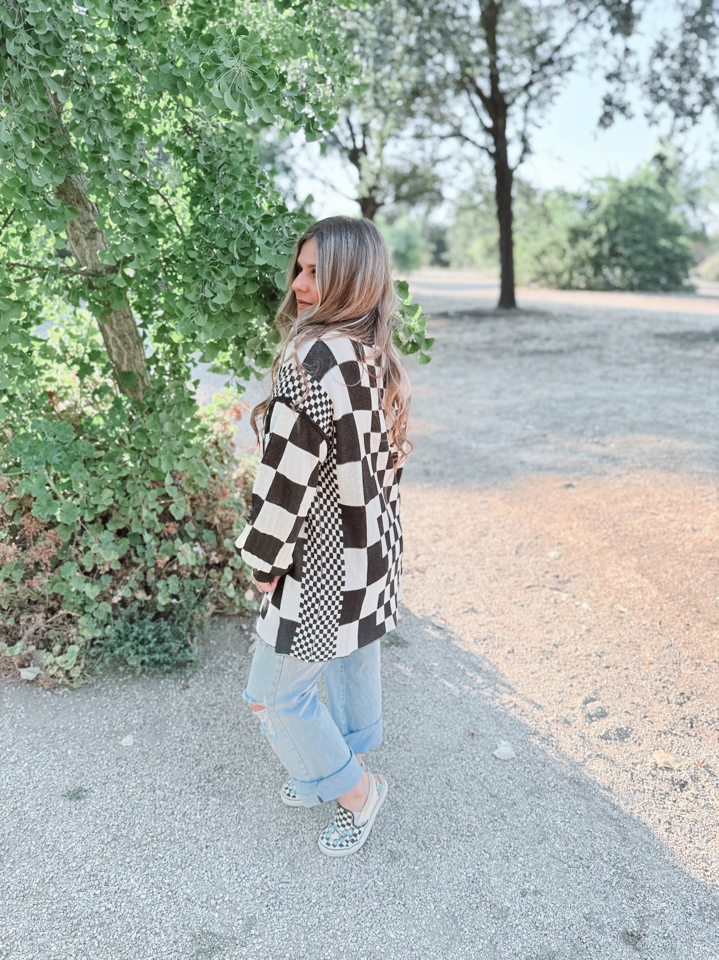 Chasin' You Checkered Cardigan