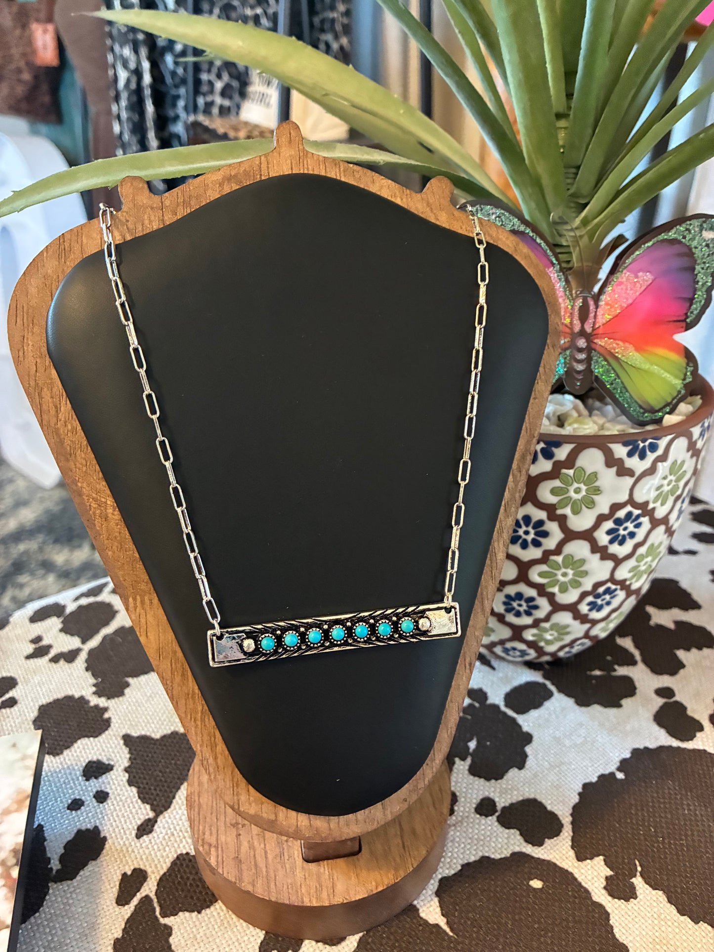 Western Bar Multi Turquoise Necklace