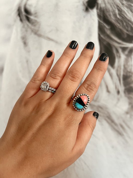 Turquoise & Opal Ring (Sterling Silver)