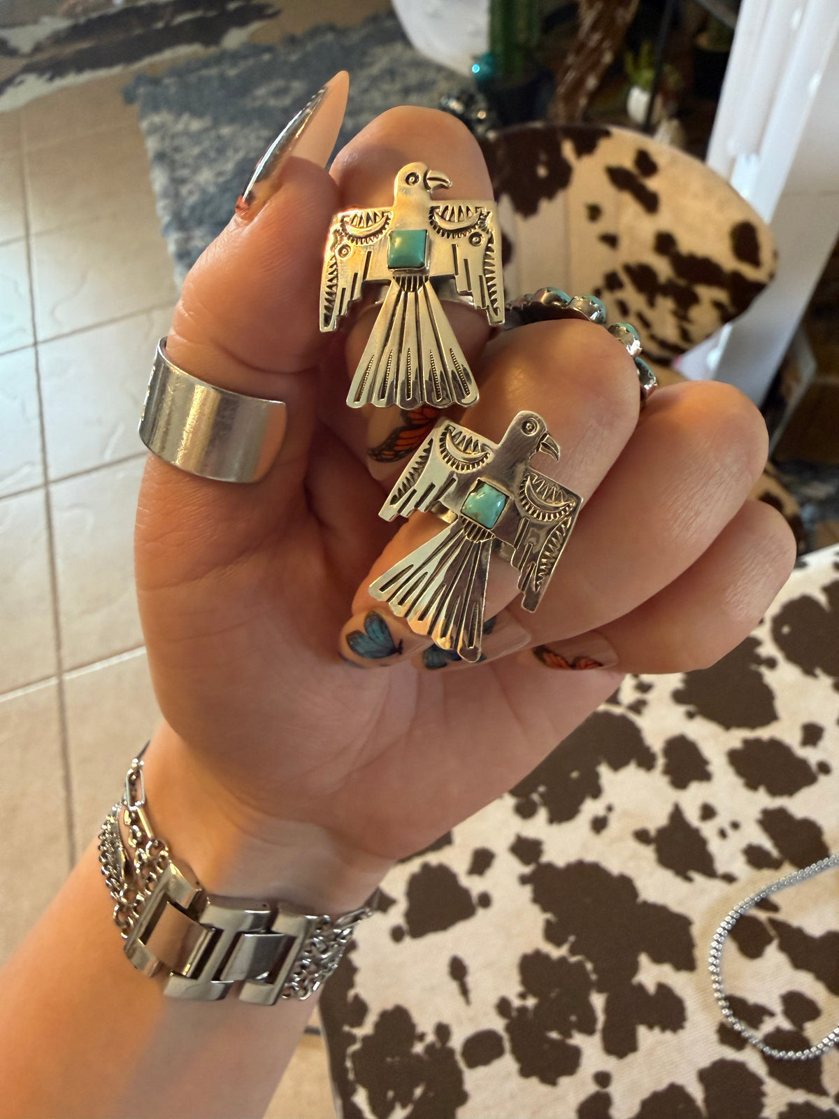 Thunderbird 925 Sterling Silver & Real Turquoise Ring