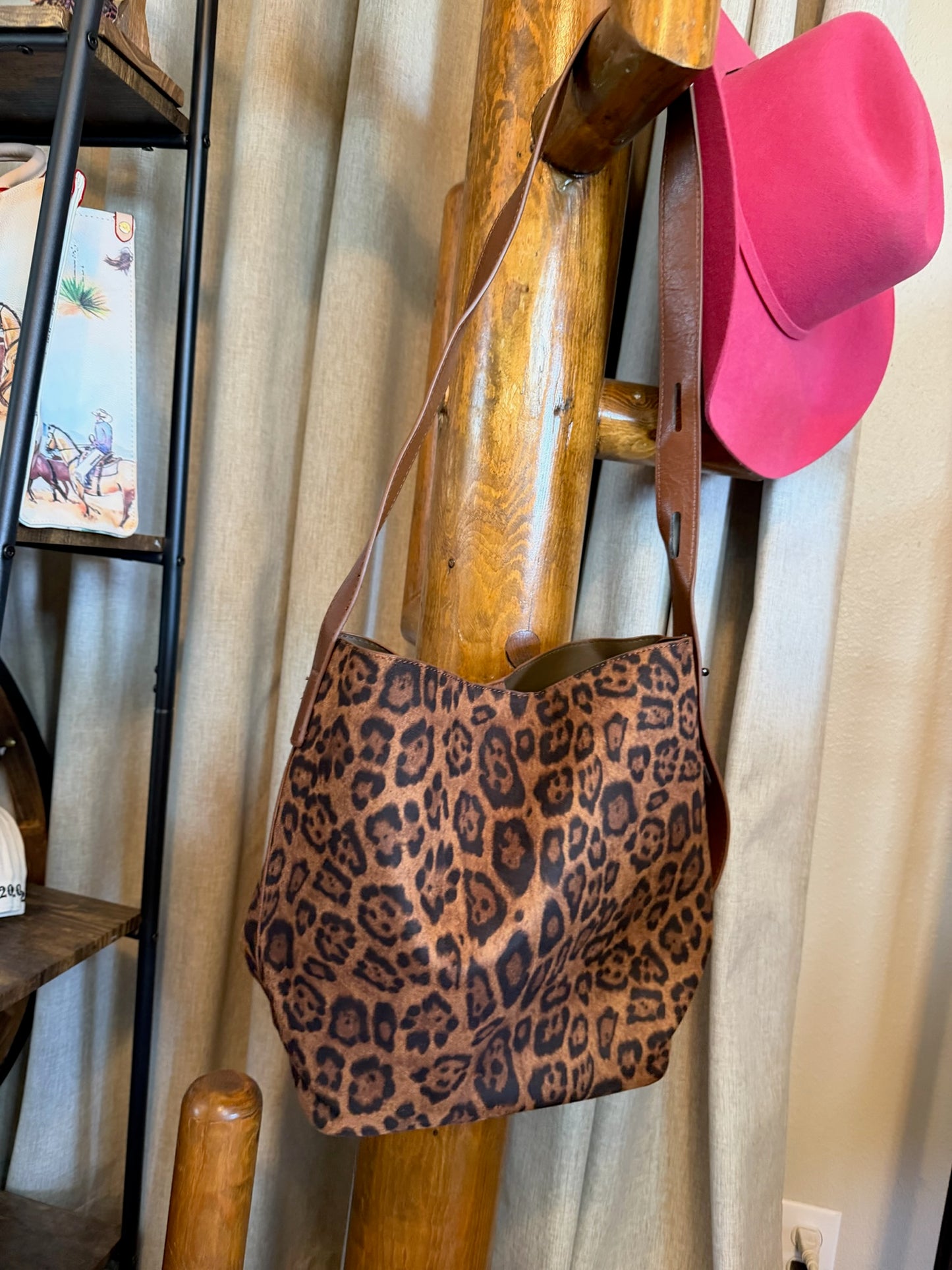 Wild at sundown leopard bucket tote bag