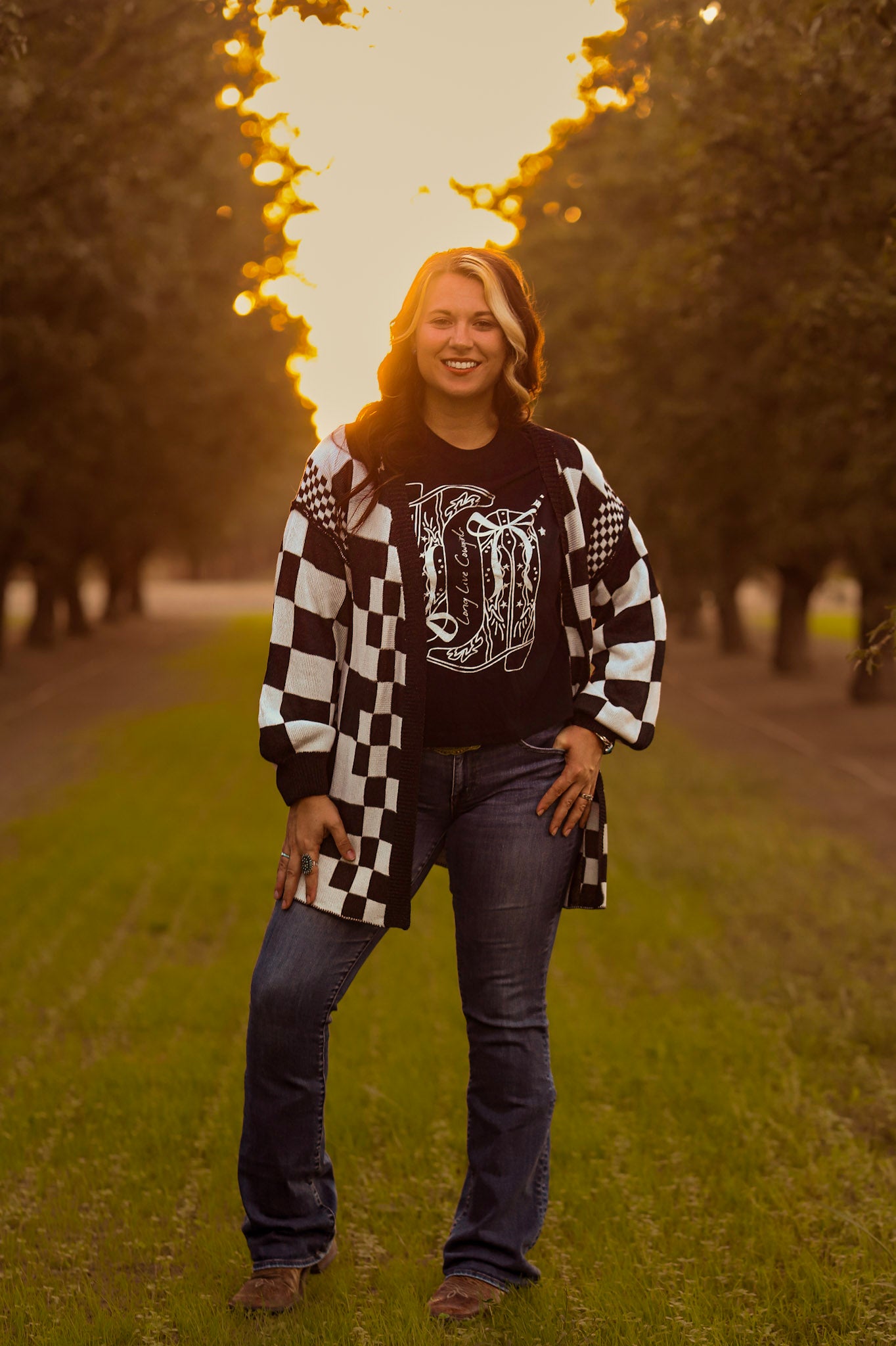 Long Live Cowgirls Bow & Boots Long Crop Top