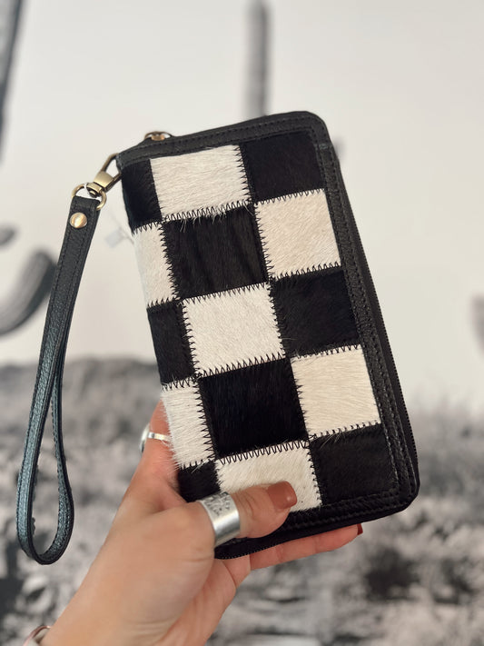 Checkered Cowhide Wallet *Black