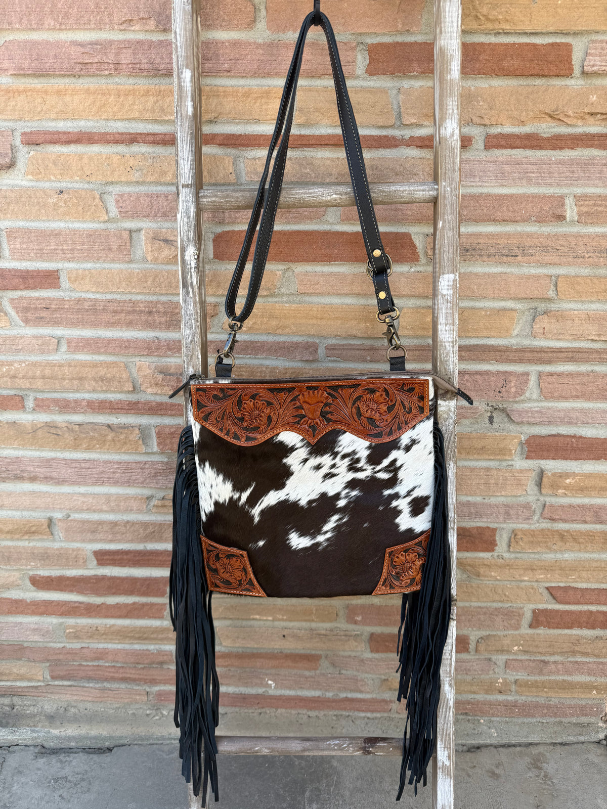 Tumbleweed Trail Fringed Hand-Tooled Bag